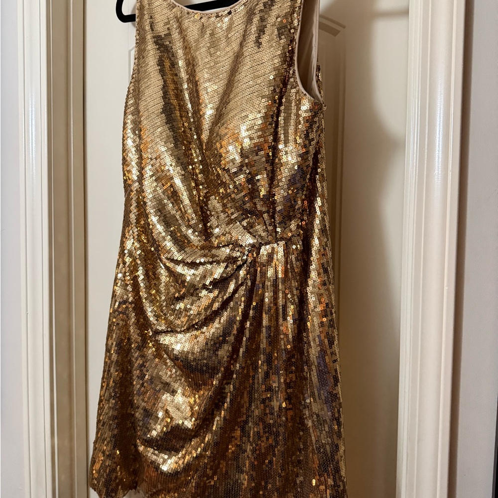 Gold Sequin Sleeveless Dress